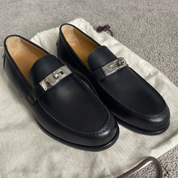 Brand new hermes destin loafer black silver size 40 - Picture 7 of 10